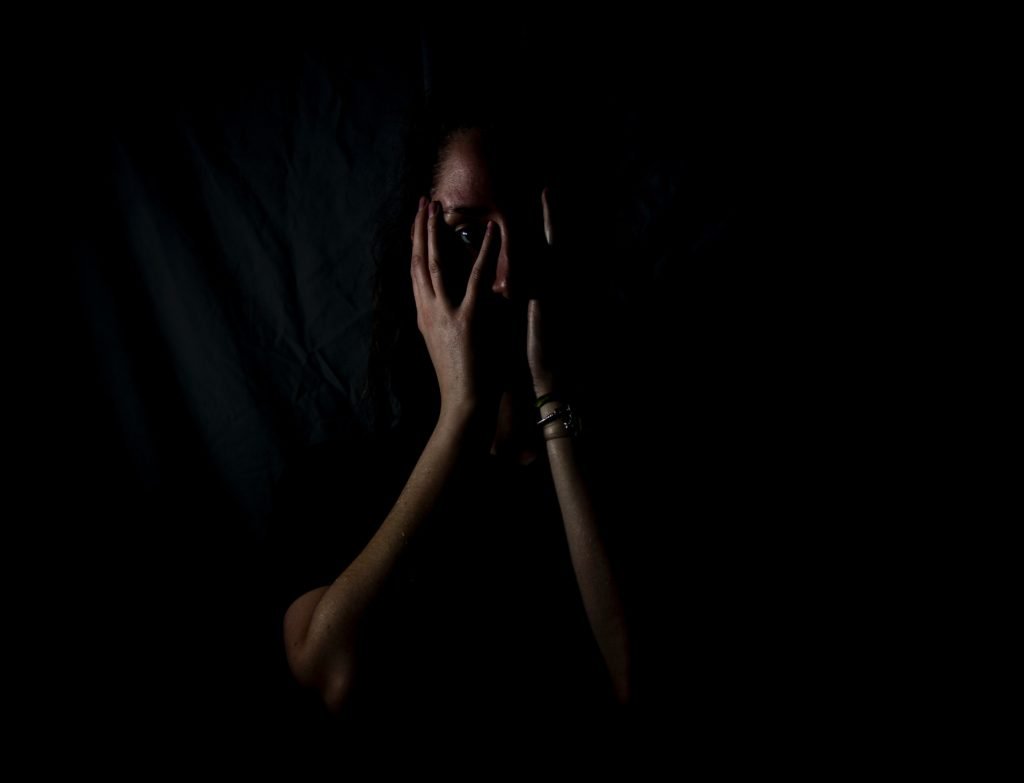 Depressed Woman With Hands On Her Face