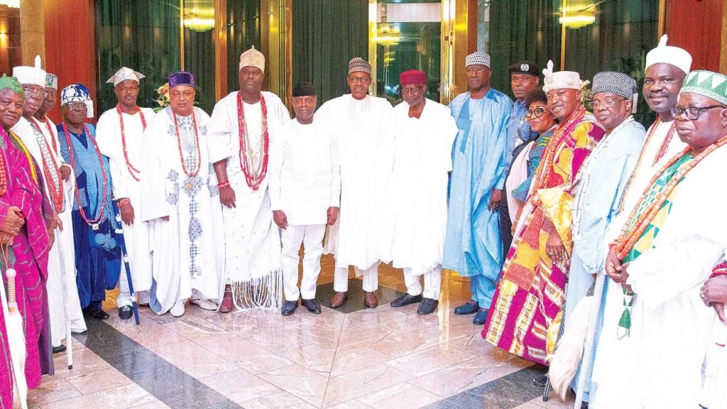 South West Traditional Rulers During A Visit To Presidential Villa