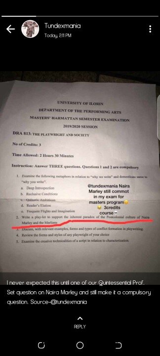 Lecturer Sets Question On Naira Marley In Post Graduate Exam