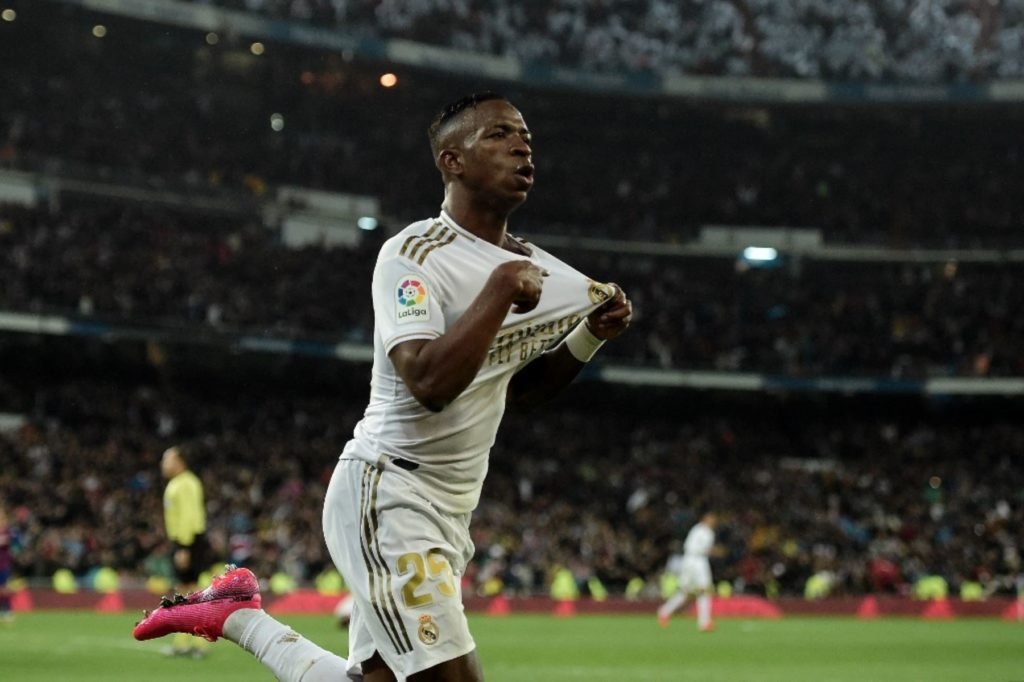 Vinicius Junior Celebrates First El-Clasico Goal.