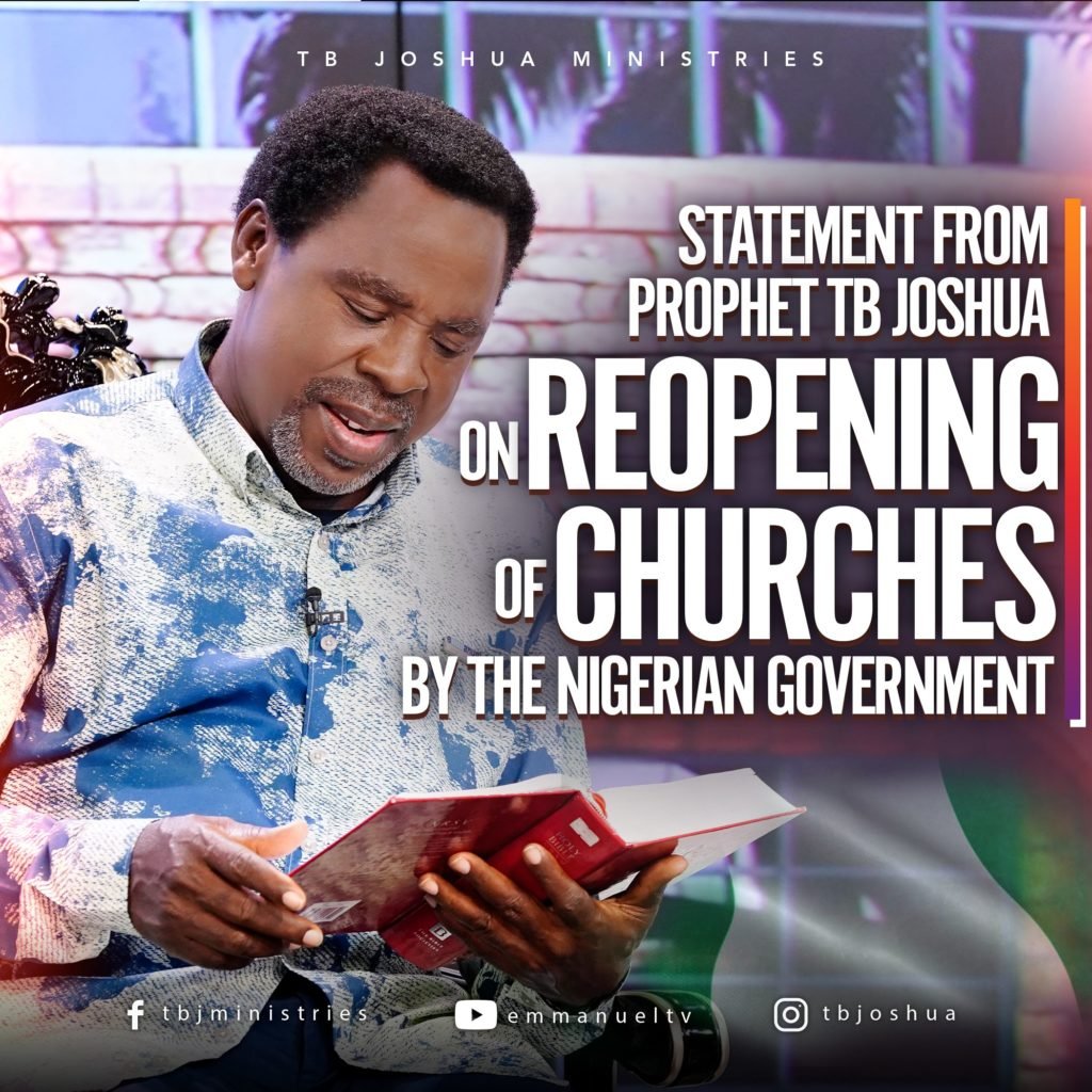 Reopening Of Churches: Tb Joshua Awaits God'S Order