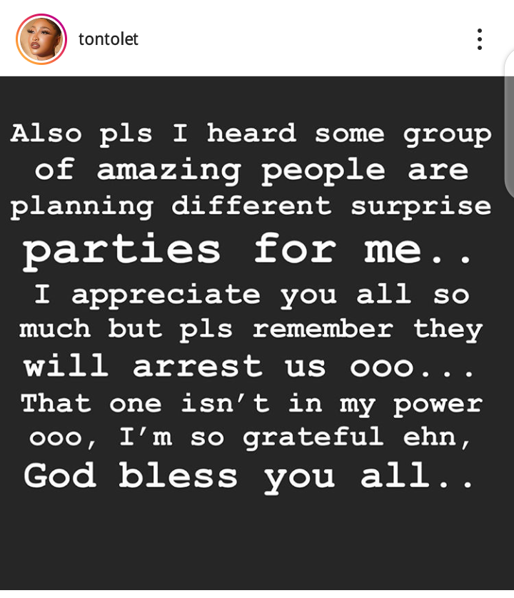 Tonto Dikeh Rejects Birthday Parties