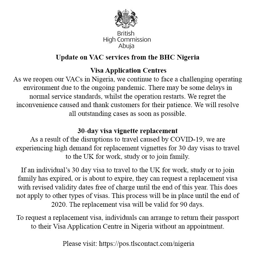 Uk Offers Free 90 Days Visa Replacement In Nigeria
