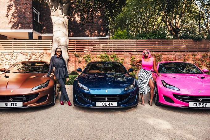 Temi Otedola &Amp; Cuppy Flanked Their Customized Ferrari Car While Tolani Was Absent