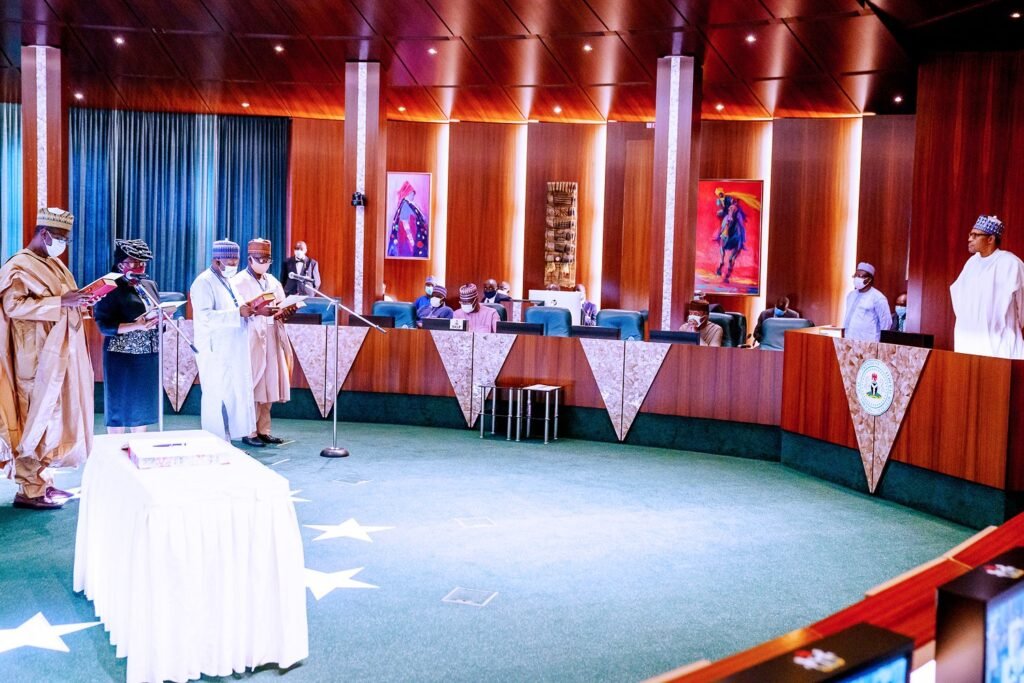 President Buhari Swears-In 4 Permanent Secretaries