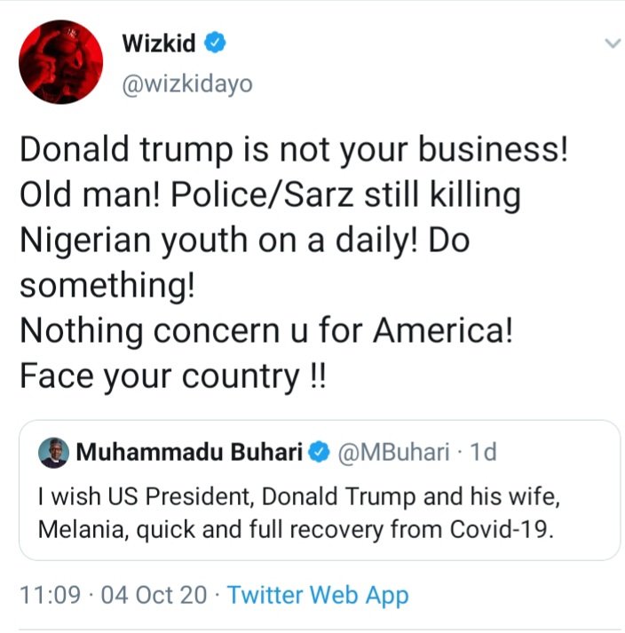 Wizkid'S Reply To Buhari'S Tweet