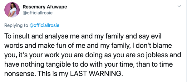 Ultimate Love Rosie Calls God For Vengeance After Nasty Troll On Social Media, Issues Exposure Threats