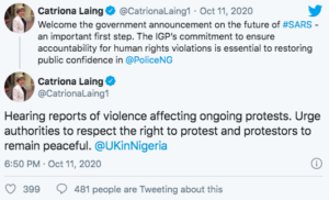 Uk Government Weighs In On #Endsars Campaign