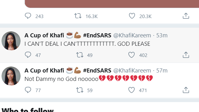 Khafi'S Tweet About Dammy'S Death