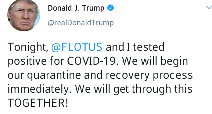 Us President, Trump, Wife Test Positive For Covid-19