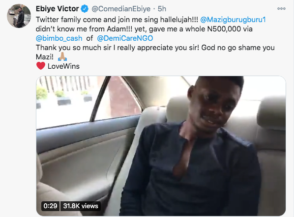 Comedian Ebiye Gifted N500K After Being Dragged For Buying Car On Credit