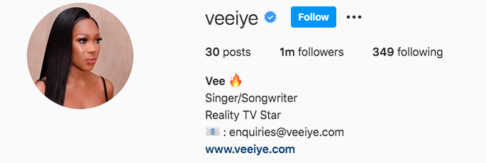 Vee Reaches Milestone On Instagram