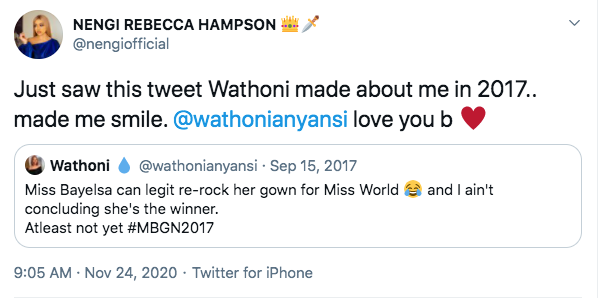 Wathoni'S Tweet About Nengi