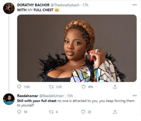 Troll Attacks Dorathy Over 'Full Chest' Photo