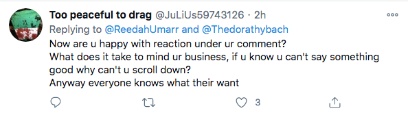 Troll Attacks Dorathy Over 'Full Chest' Photo