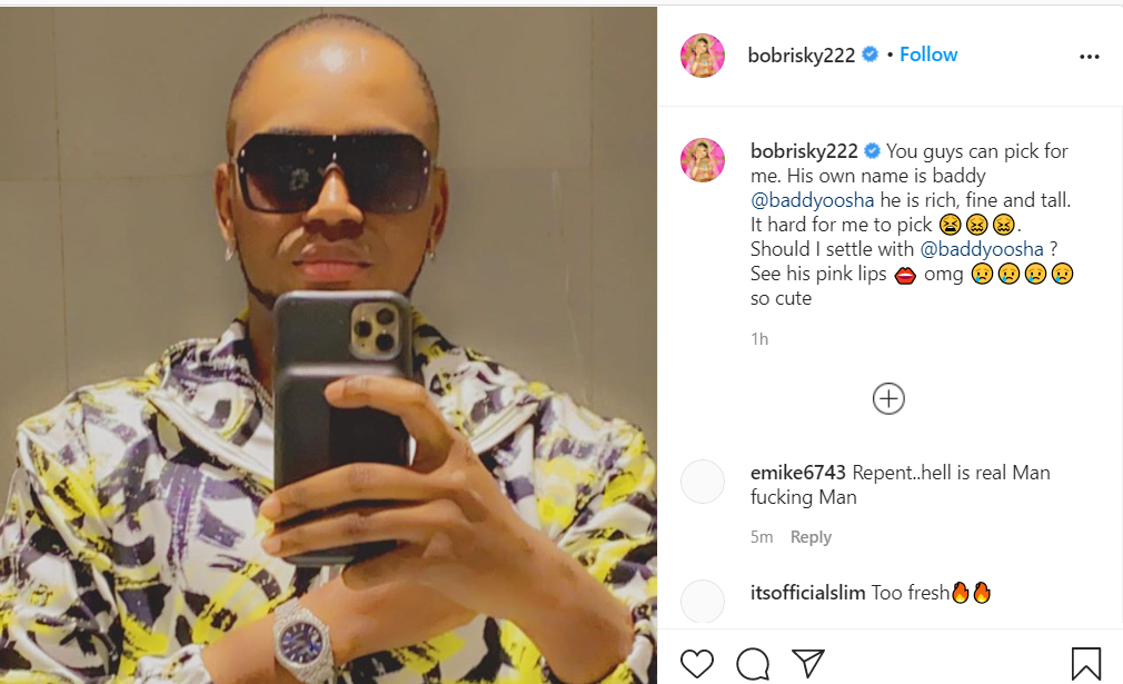 Bobrisky Reveals Identity Of His Boyfriends