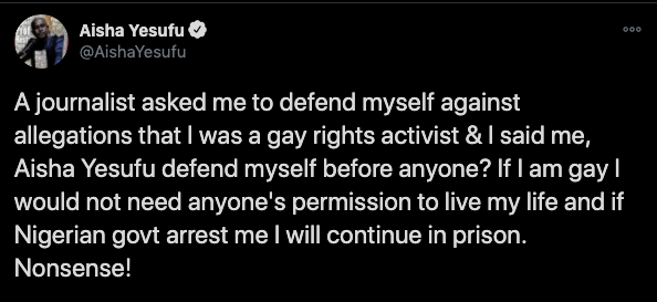 Aisha Yesufu: I Don'T Have To Defend Myself