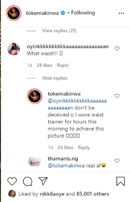 Toke Makinwa Reveals Shocking Secret To Her Curvy Body