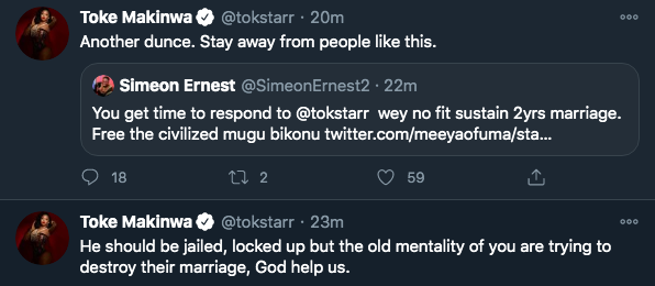 Simi, Toke Makinwa &Amp; Others React To Reconciliation Of Channels Tv Reporter &Amp; Wife Simi, Toke Makinwa &Amp; Others React To Reconciliation Of Channels Tv Reporter &Amp; Wife