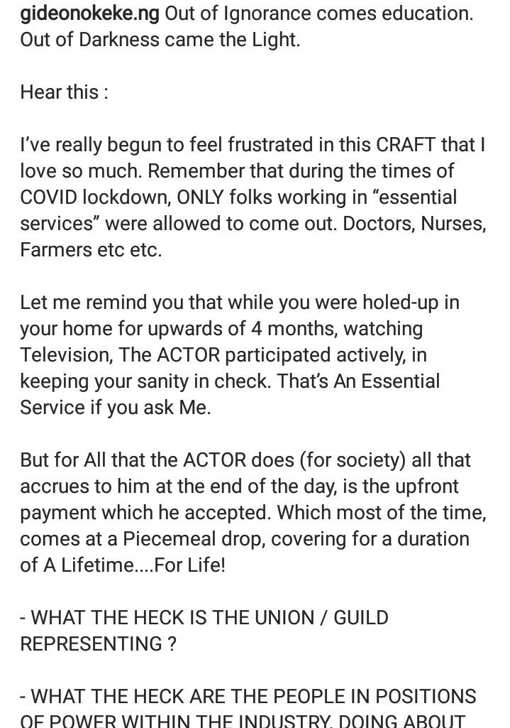 This Industry Is A Beast- Gideon Okeke Laments On Maltreatment Of Actors In Nigeria