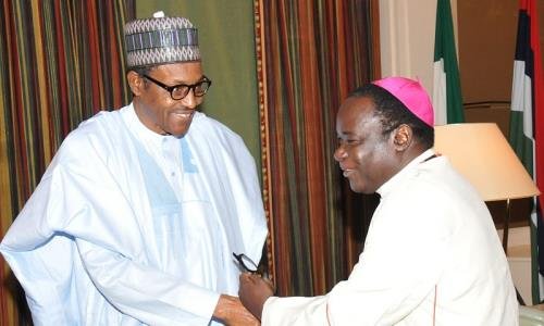 Bishop Mathew Kukah During A Visit To President Muhammadu Buhari