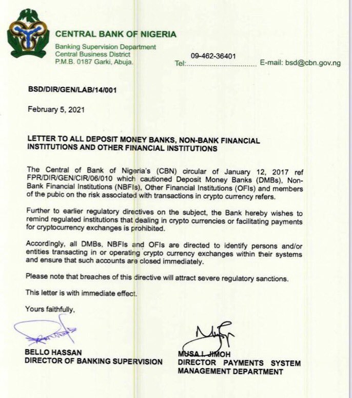 Outrage As Cbn Bans Cryptocurrency