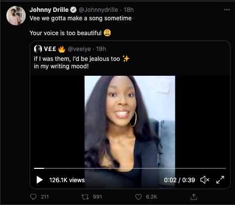 Johnny Drille Shoots Shot At Vee