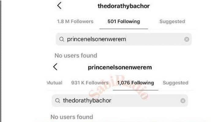 Dorathy And Prince Unfollows Each Other On Instagram