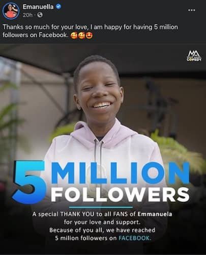 Emanuella Celebrates 5 Million Followers On Facebook