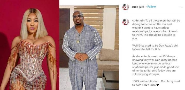 Unknown Details Of Erica And Don Jazzy'S Relationship