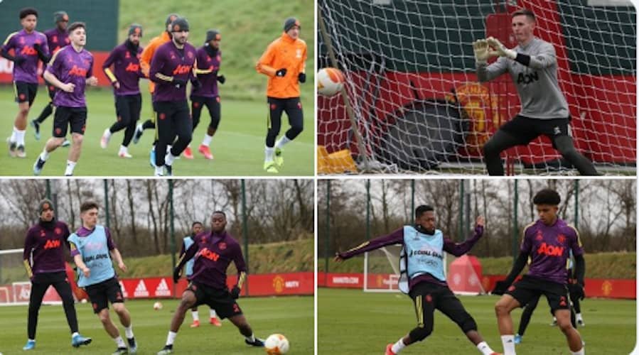 Manchester United Players Train Ahead Of Clash With Ac Milan In The Europa League