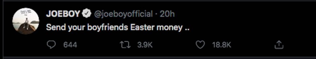 Joeboy Makes Controversial Easter Statement