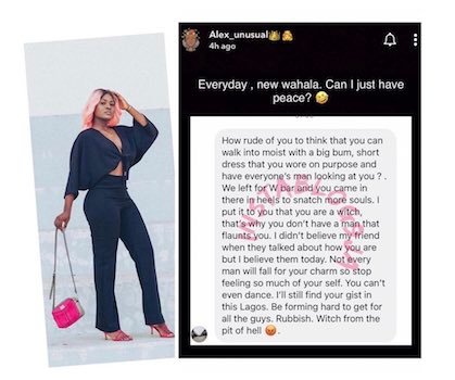 Lady Blasts Alex For Attempted Boyfriend Snatching