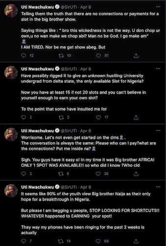 Uti Nwachukwu Rants About Bbnaija Season 6