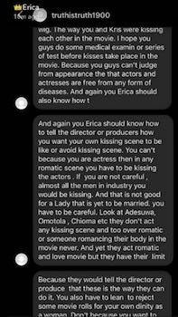 Fan Chides Erica Over Kissing Various Actors