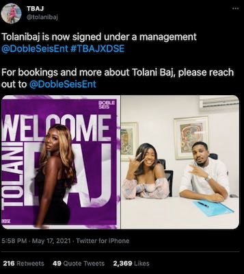 Tolanibaj Clinches New Management Deal