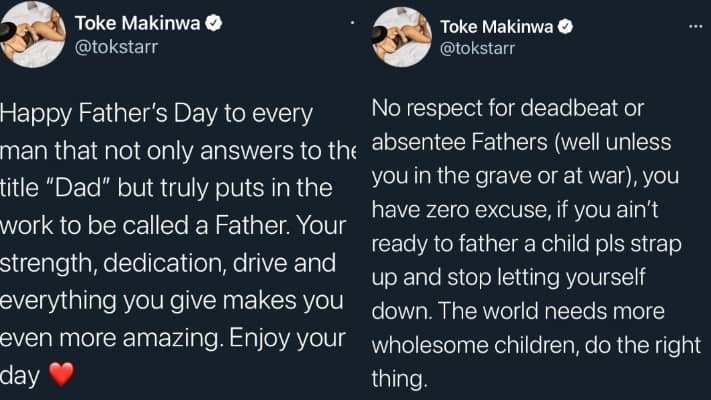 Toke Makinwa Tackles Deadbeat Dads