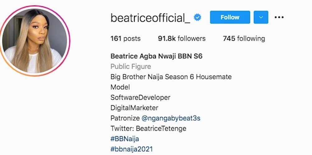 Beatrice Bbnaija Records Giant Stride