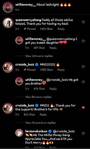 Bbnaija Update 2021: Queen And Cross Handlers Show Gratitude To Whitemoney Fans