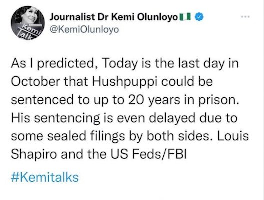 Kemi Olunloyo Reveals Hushpuppi'S Alleged Years Of Jail Sentence