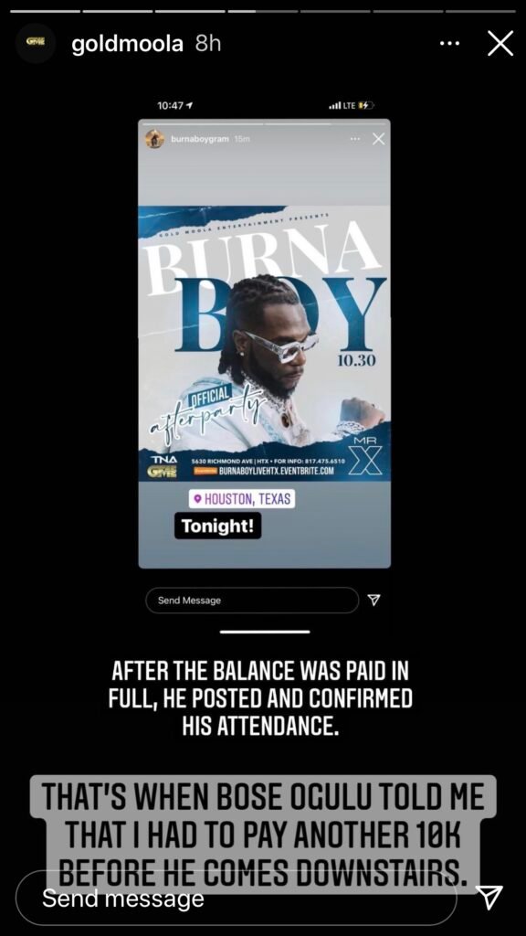 Show Promoter Calls Out Burna Boy, His Mother Over Extortion Show Promoter Calls Out Burna Boy, His Mother Over Extortion