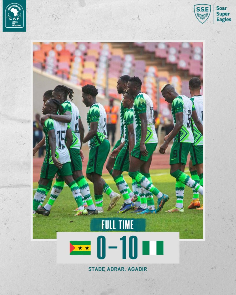 Super Eagles Set New Record With 10-0 Sao Tome Win