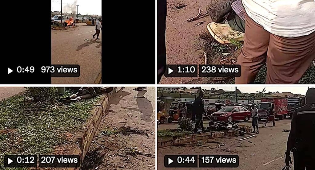 Jungle Justice Happening Now: 2 Keke Robbers Burnt Alive Near Efcc Office