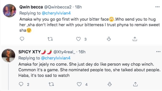 Bbn S7: Amaka'S Bitter Face To Phyna'S Success Spark Reactions From Twitter Users