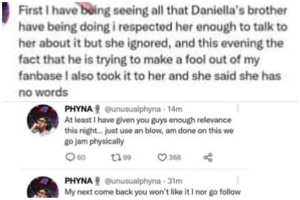 Bbn S7: Phyna Bashes Daniella, Reveals Details Of Their Private Conversation