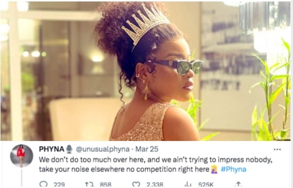 Take Your Noise Elsewhere, Phyna Tell Haters