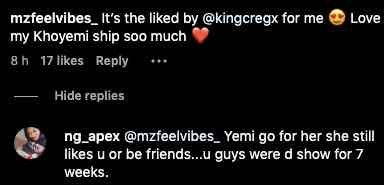 Bbtitans S1: Massive Reaction As Khosi And Yemi Cregx Subtly Reveals They Still Love Each Other.