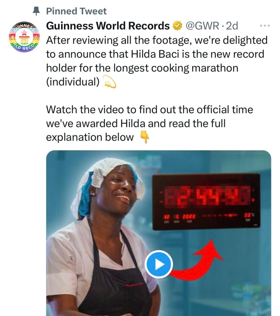 Hilda Baci Breaks New Record 2Days After Guinness World Record