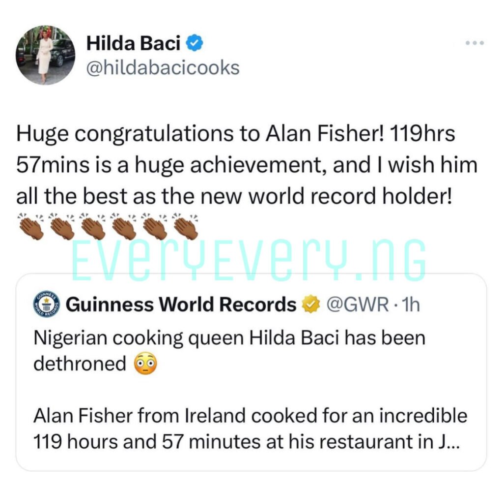 Gwr: Hilda Baci Leaves Fans In Awe, Reacts To Losing Title To Alan Fisher