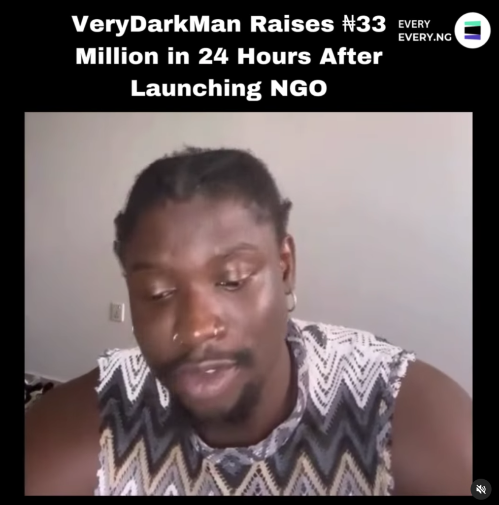 Verydarkman Raises ₦33 Million In 24 Hours After Launching Ngo